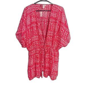 NWT Victoria’s Secret Heart Print Swim Cover Up Wrap, One Size – Red and White